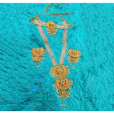 Picture of Traditional Bridal Choker Necklace & Earrings Set for Women-Gold
