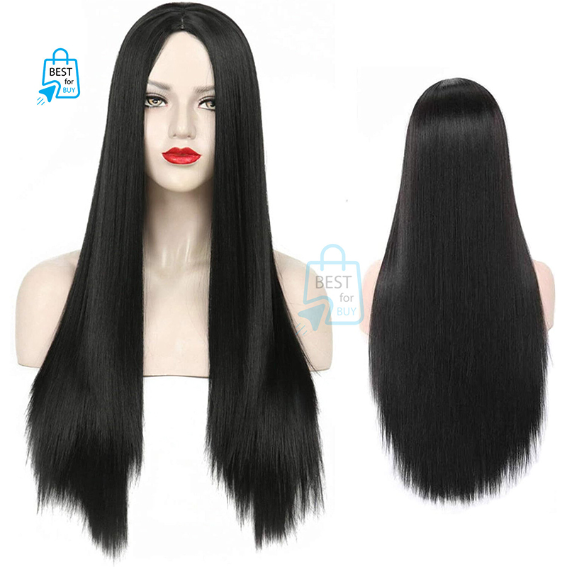 Picture of Women's Long Straight Black Wig Hairpiece for Cosplay-Black