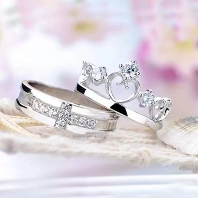 Picture of Couple Finger Ring Set for Men & Women – 2 Pieces-Silver