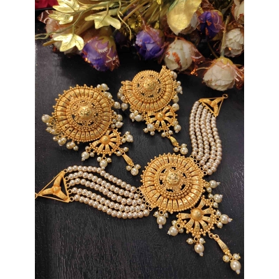 Picture of Gold-Plated Indian Jewellery Set for Women-Gold