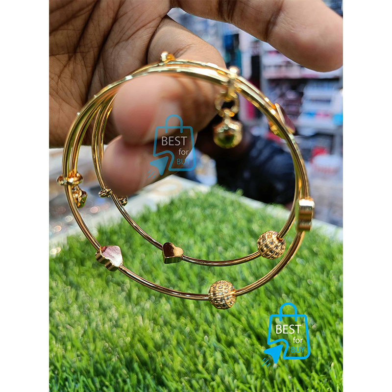 Picture of Chinese-Style Churi Bangles for Women – Free Size, 2 Pieces-Gold