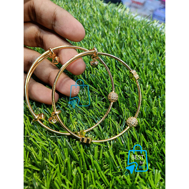 Picture of Chinese-Style Churi Bangles for Women – Free Size, 2 Pieces-Gold
