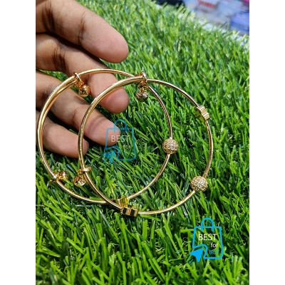 Picture of Chinese-Style Churi Bangles for Women – Free Size, 2 Pieces-Gold
