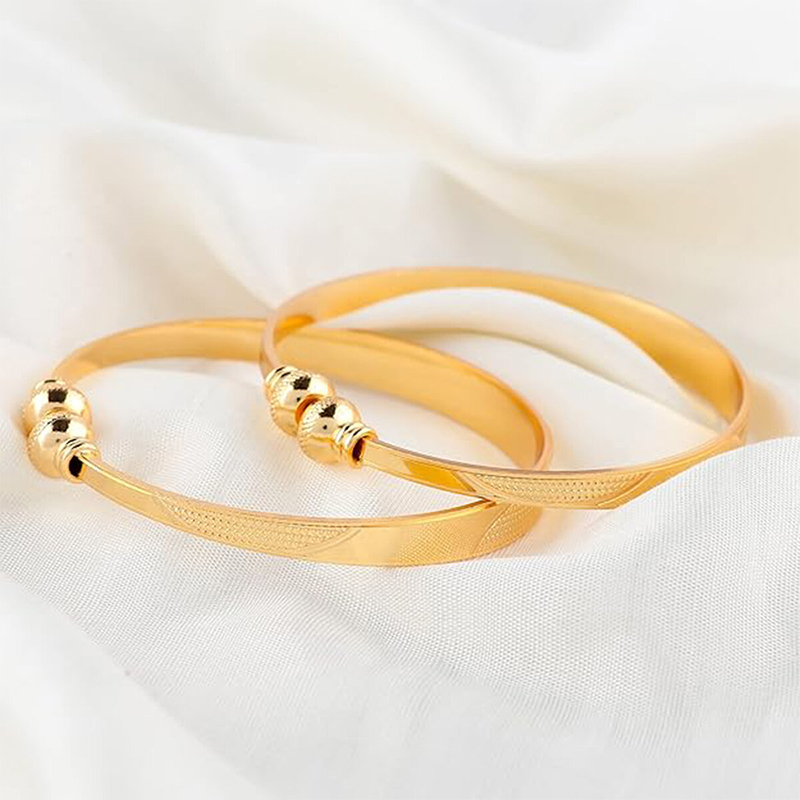 Picture of Party-Wear Gold-Plated Churi Cuff Bangles for Women & Girls – Free Size, 2 Pieces-Gold