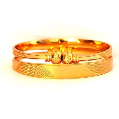 Picture of Party-Wear Gold-Plated Churi Cuff Bangles for Women & Girls – Free Size, 2 Pieces-Gold