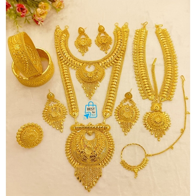 Picture of Gold-Plated Wedding Jewellery Set for Women – Necklace & Bangles