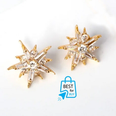 Picture of Star-Light Zircon Pendant Necklace & Earrings Set for Women-Gold