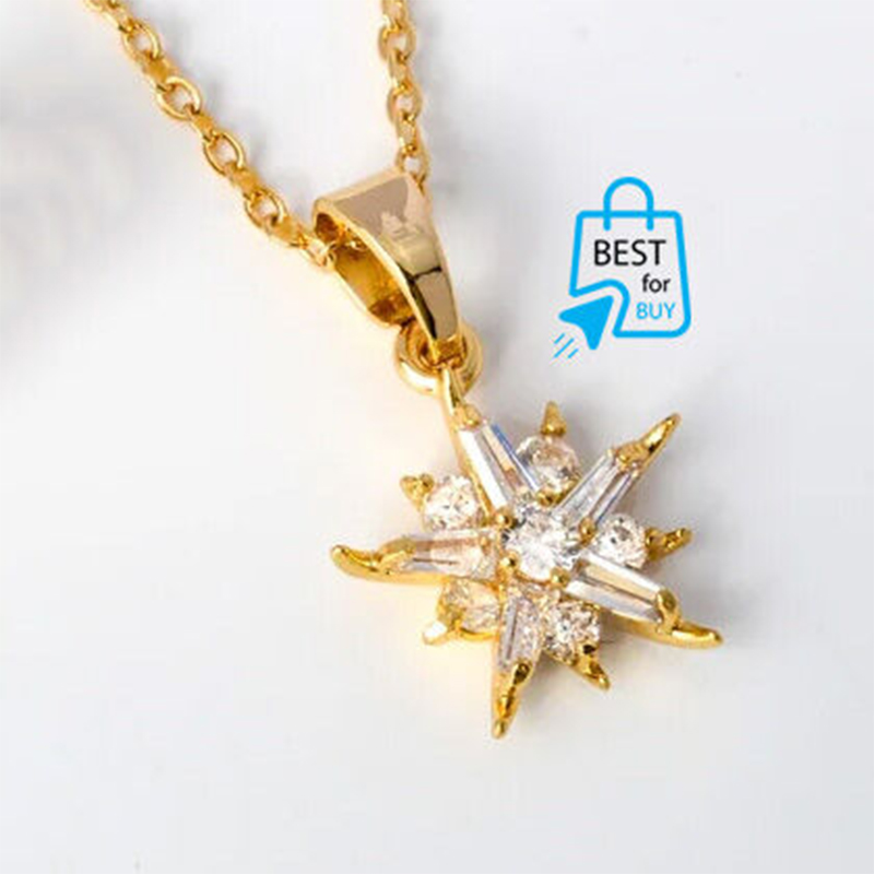 Picture of Star-Light Zircon Pendant Necklace & Earrings Set for Women-Gold