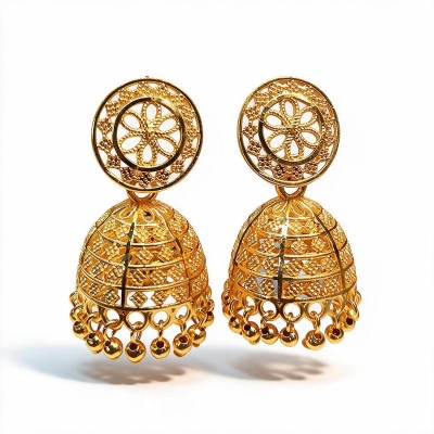 Picture of Gold-Plated Jhumka Earrings for Women & Girls