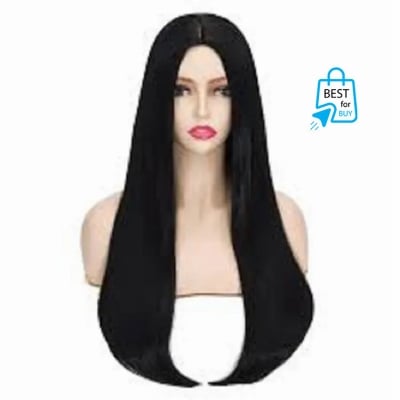 Picture of Women's Long Straight Black Wig Hairpiece for Cosplay-Black