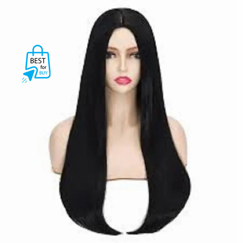 Picture of Women's Long Straight Black Wig Hairpiece for Cosplay-Black