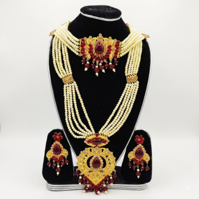Picture of Exclusive Stone Necklace Jewellery Set for Women & Girls-Gold