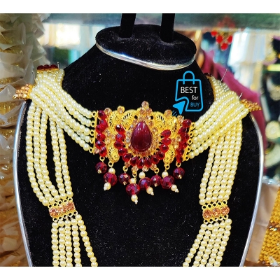 Picture of Exclusive Stone Necklace Jewellery Set for Women & Girls-Gold