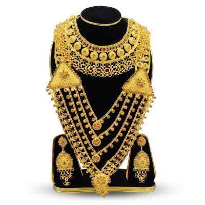 Picture of Indian Gold-Plated Bangle & Necklace Jewellery Set for Women & Girls-Gold