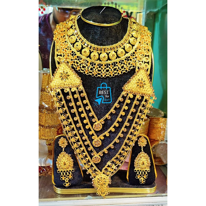 Picture of Indian Gold-Plated Bangle & Necklace Jewellery Set for Women & Girls-Gold