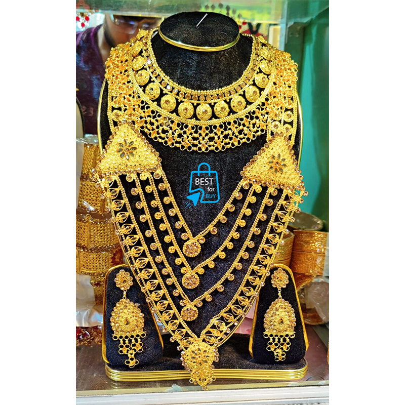 Picture of Indian Gold-Plated Bangle & Necklace Jewellery Set for Women & Girls-Gold