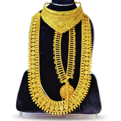Picture of New Indian Gold-Plated Bangle & Necklace Jewellery Set for Women-Gold