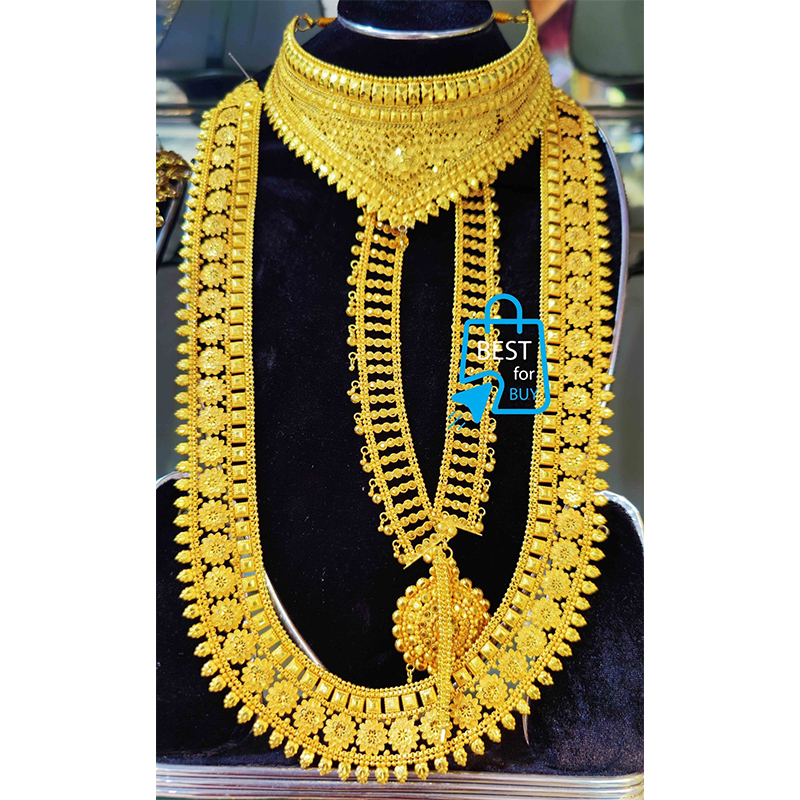 Picture of New Indian Gold-Plated Bangle & Necklace Jewellery Set for Women-Gold