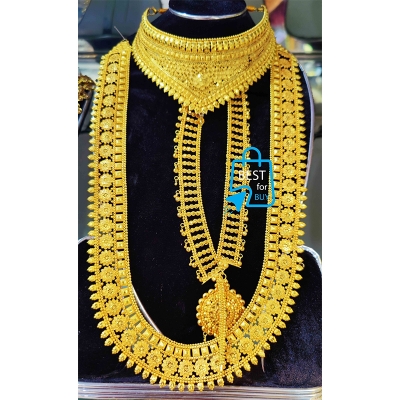Picture of New Indian Gold-Plated Bangle & Necklace Jewellery Set for Women-Gold