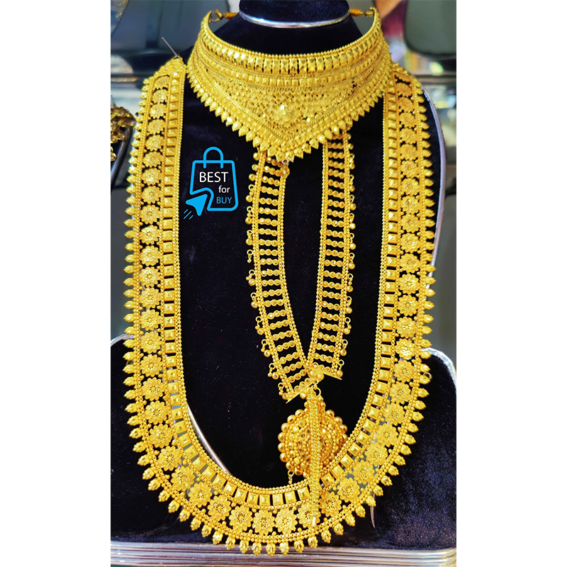 Picture of New Indian Gold-Plated Bangle & Necklace Jewellery Set for Women-Gold