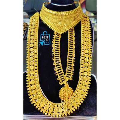 Picture of New Indian Gold-Plated Bangle & Necklace Jewellery Set for Women-Gold