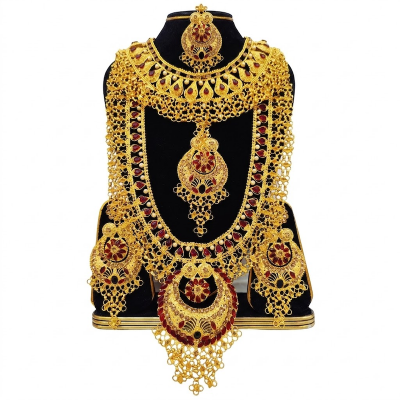 Picture of Exclusive Necklace Jewellery Set for Women & Girls-Gold