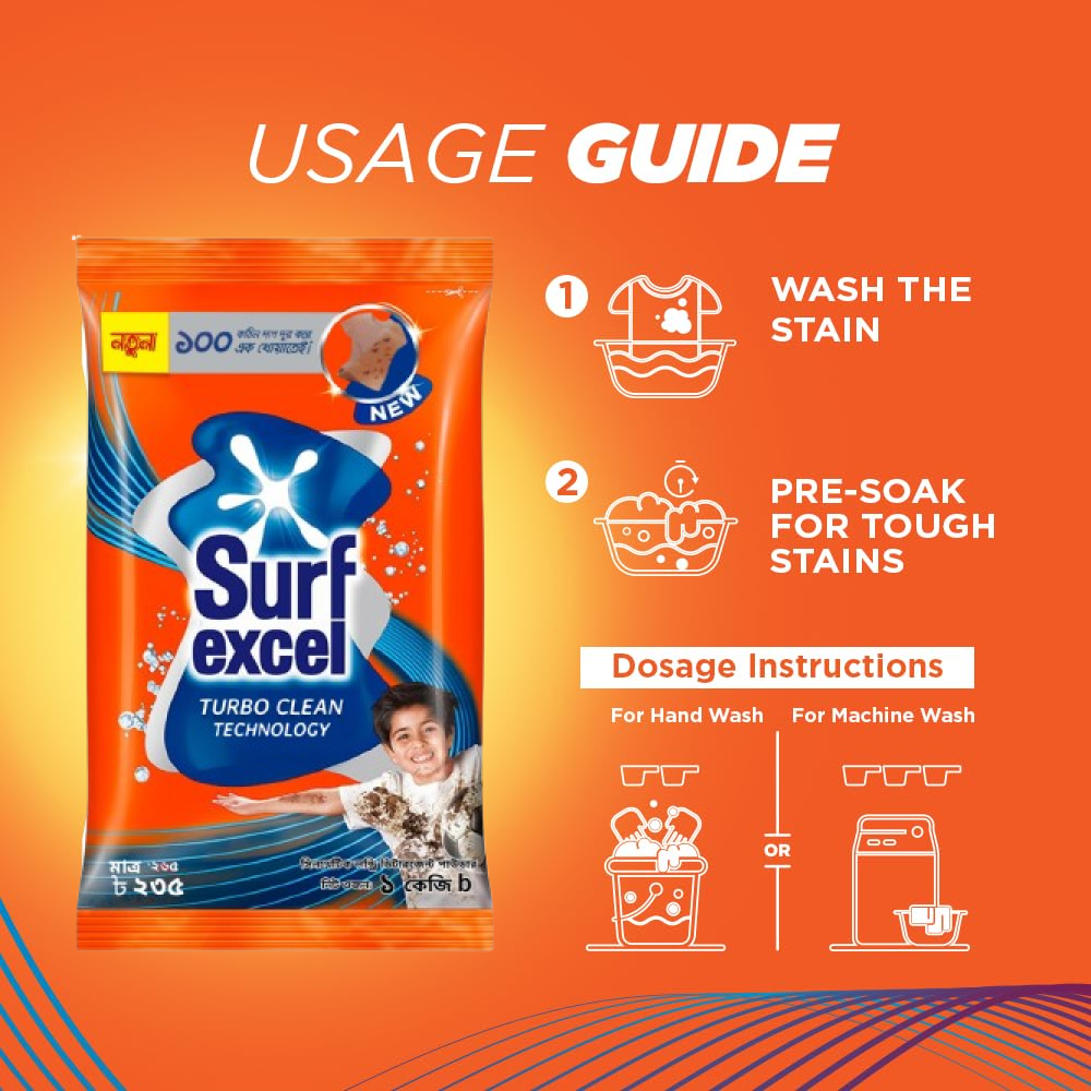 Picture of Surf Excel Synthetic Laundry Detergent Powder 1kg (Vim Liquid Dishwash 190ml Free)