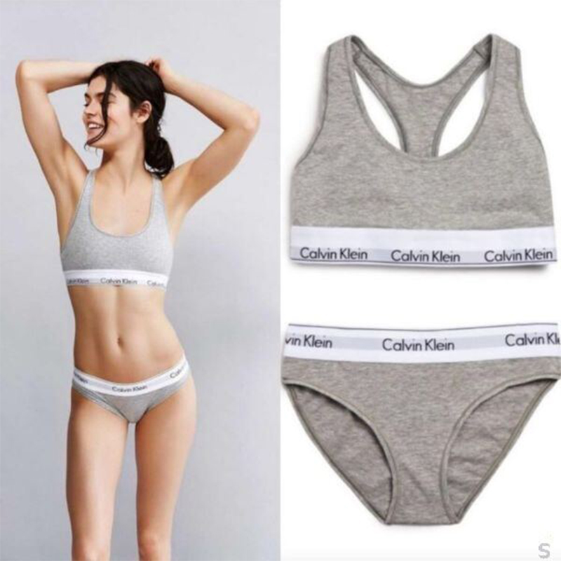 Picture of Cotton Bra and Panty Set for Women - Grey - Int:S