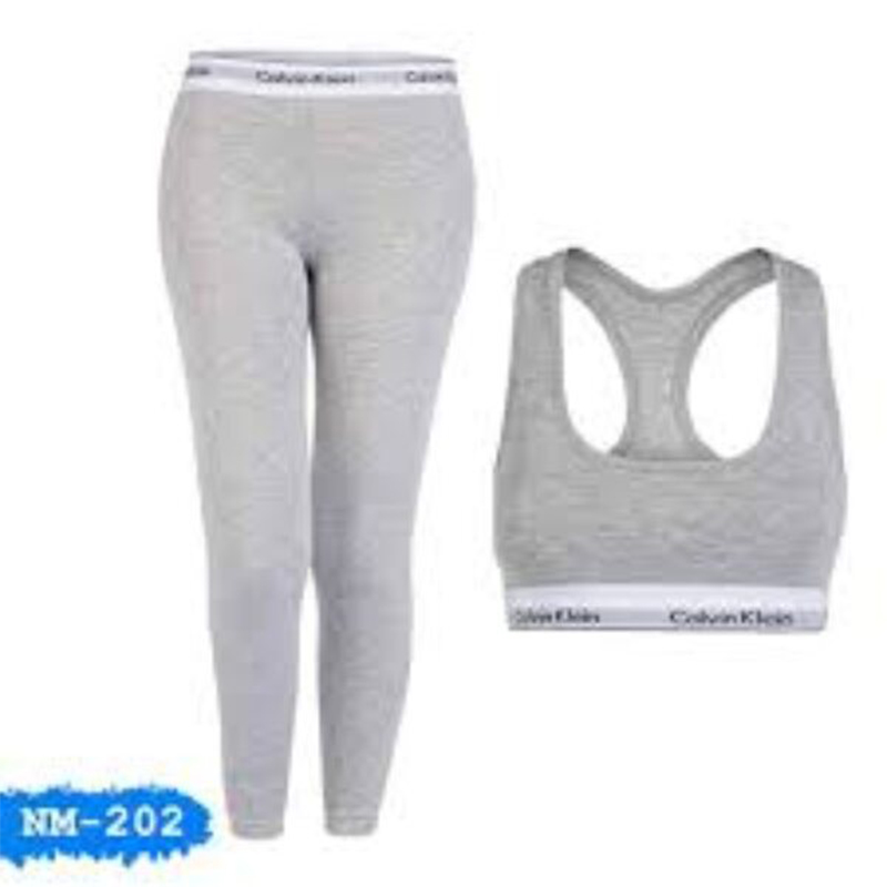 Picture of Cotton Bra and Leggings Set for Women- Grey - Int:L