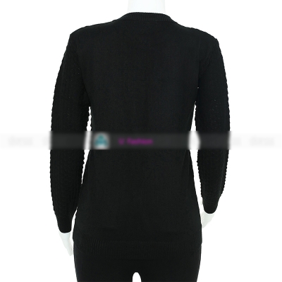 Picture of Women's Long Sleeve Sweater Open Front Cardigan Button Closer Outerwear Winter Dress Casual Solid Color Sweaters - black - Int:34