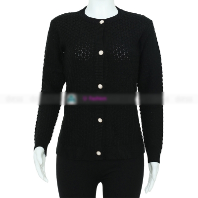 Picture of Women's Long Sleeve Sweater Open Front Cardigan Button Closer Outerwear Winter Dress Casual Solid Color Sweaters - black - Int:32