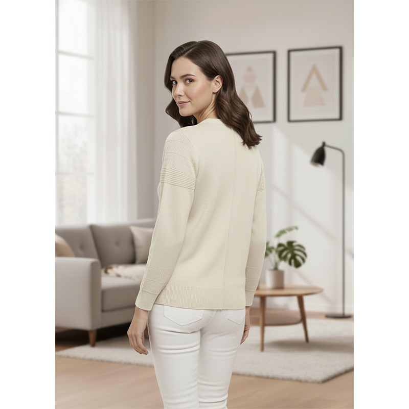 Picture of Women's Long Sleeve Sweater Open Front Cardigan Button Closer Outerwear Winter Dress Casual Solid Color Sweaters - PBD White - Int:28