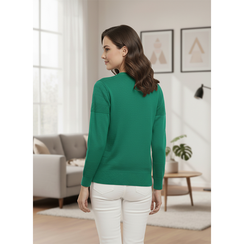 Picture of Women's Long Sleeve Sweater Open Front Cardigan Button Closer Outerwear Winter Dress Casual Solid Color Sweaters - PBD light green - Int:28
