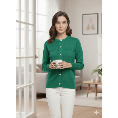 Picture of Women's Long Sleeve Sweater Open Front Cardigan Button Closer Outerwear Winter Dress Casual Solid Color Sweaters - PBD light green - Int:28