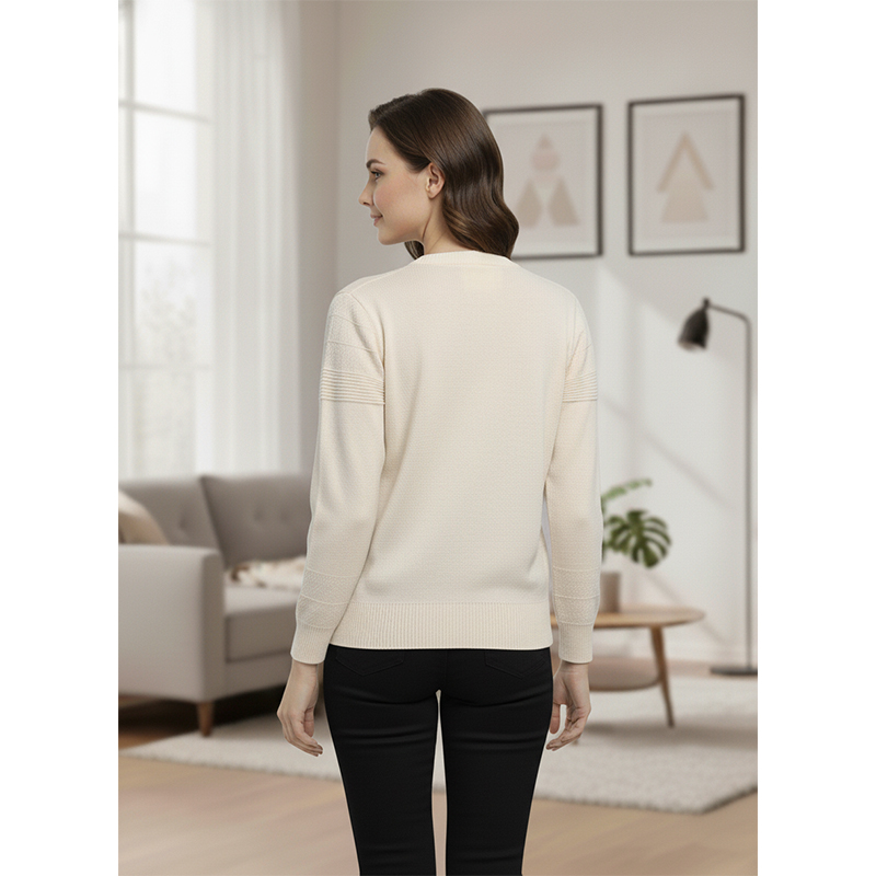 Picture of Women's Long Sleeve Sweater Open Front Cardigan Button Closer Outerwear Winter Dress Casual Solid Color Sweaters - PBD Off White - Int:28