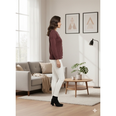 Picture of Women's Long Sleeve Sweater Open Front Cardigan Button Closer Outerwear Winter Dress Casual Solid Color Sweaters - PBD jam color - Int:34