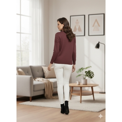 Picture of Women's Long Sleeve Sweater Open Front Cardigan Button Closer Outerwear Winter Dress Casual Solid Color Sweaters - PBD jam color - Int:32