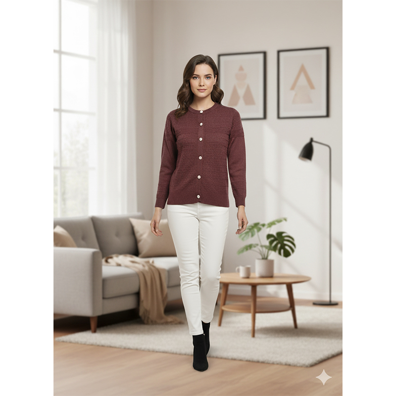 Picture of Women's Long Sleeve Sweater Open Front Cardigan Button Closer Outerwear Winter Dress Casual Solid Color Sweaters - PBD jam color - Int:32