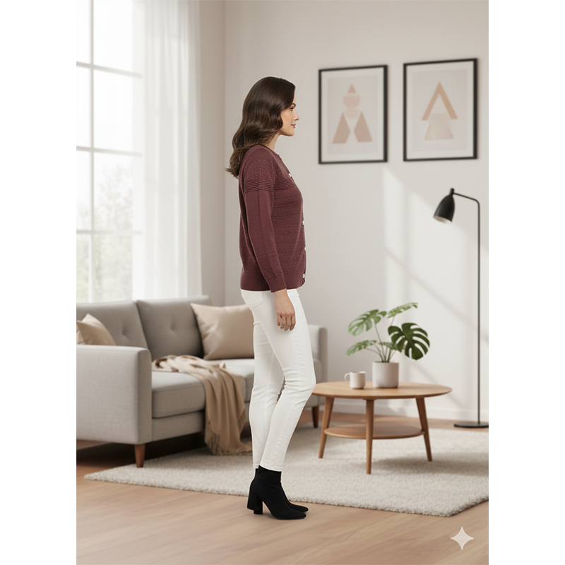 Picture of Women's Long Sleeve Sweater Open Front Cardigan Button Closer Outerwear Winter Dress Casual Solid Color Sweaters - PBD jam color - Int:36