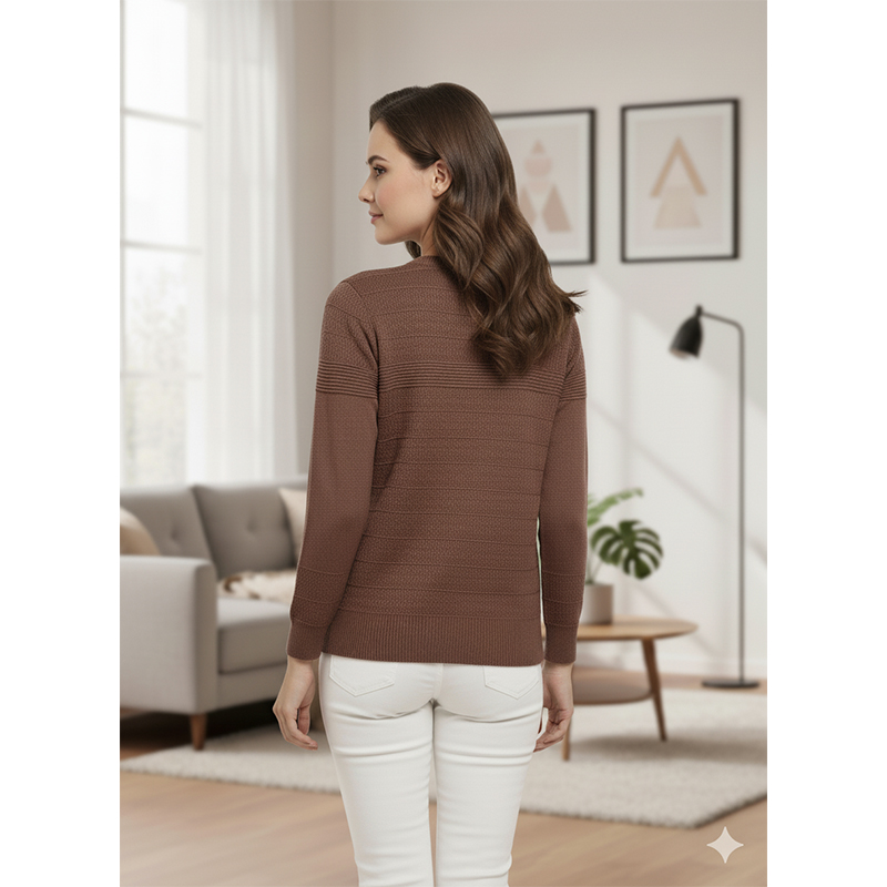 Picture of Women's Long Sleeve Sweater Open Front Cardigan Button Closer Outerwear Winter Dress Casual Solid Color Sweaters - PBD coffee - Int:30