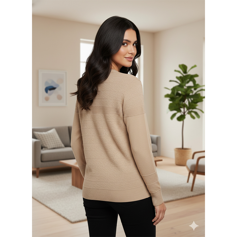Picture of Women's Long Sleeve Sweater Open Front Cardigan Button Closer Outerwear Winter Dress Casual Solid Color Sweaters - PBD Brown - Int:34
