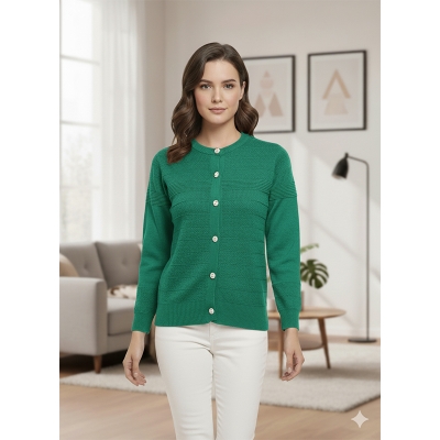 Picture of Women's Long Sleeve Sweater Open Front Cardigan Button Closer Outerwear Winter Dress Casual Solid Color Sweaters - PBD light green - Int:32