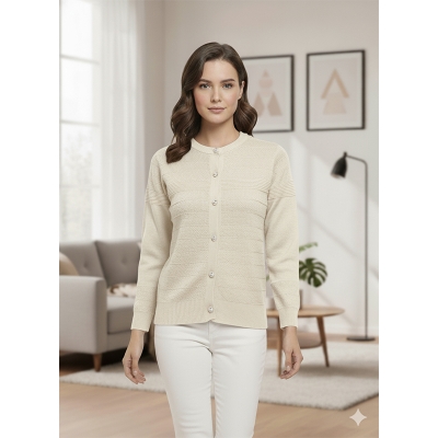 Picture of Women's Long Sleeve Sweater Open Front Cardigan Button Closer Outerwear Winter Dress Casual Solid Color Sweaters - PBD White - Int:32