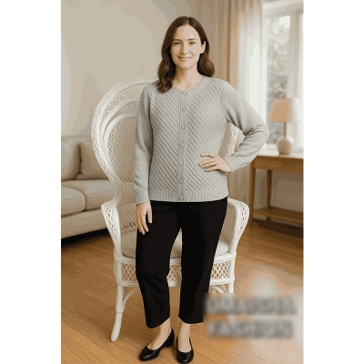 Picture of Women's Long Sleeve Cable Knit Sweater Open Front Cardigan Outerwear long Cardigans Sweaters - Cardigan fish-2 - Int:28