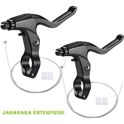 Picture of 2 Pieces Mountain Bike Brake Aluminum Alloy Brake Handles with 3 Finger Design 2.2 cm Diameter and 2pc Brake Cables Wires Free - সাইকেল