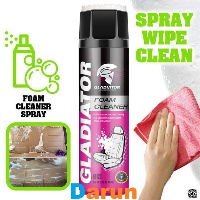 Picture of Gladiator Multi Purpose Foam Cleaner with Brush 650 ml, Car, Motorcycle, Household, Kitchen, Bathroom Cleaner Foam Spray
