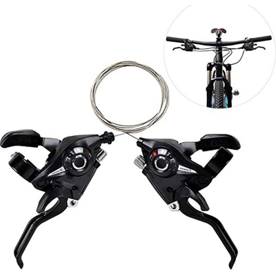 Picture of Mountain Bike Brake Lever, Bicycle Brake Shifter Set Visible Optical Gear Display Indicator With Brake Cable 3 Speed(Left Side) And 7 Speed(Right Side) - সাইকেল