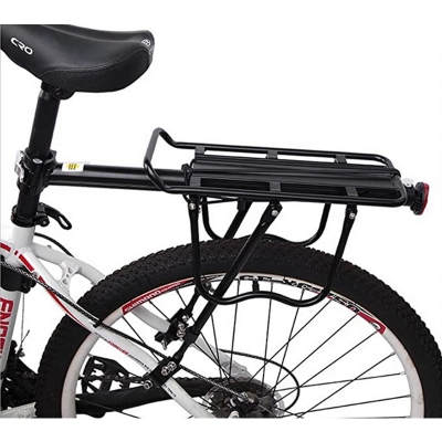 Picture of Adjustable Aluminum Bike Rear Rack Carrier with Reflectors, 100kg Capacity, New - Cycling Cargo Pannier Holder