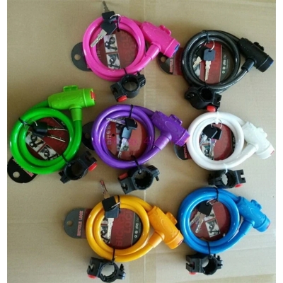 Picture of Bicycle Anti-Theft Lock MTB Road Bike Chain Lock Outdoor Basikal Security Kunci Spiral ring Lock basikal kunci 2 Key