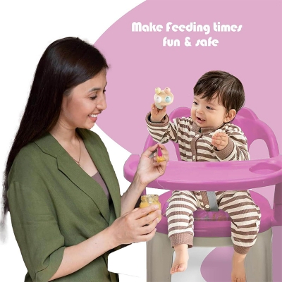 Picture of Baby feeding chair with Tray (Pink) Strong and Durable Plastic Chair for Kids, Plastic School Study Chair, Feeding Chair for Kids